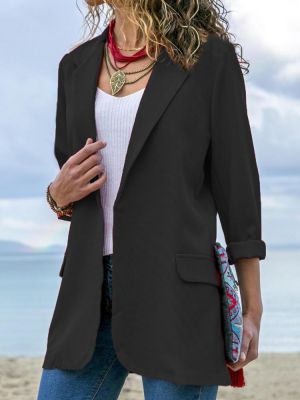 Women Autumn Long Sleeve Office Casual Fit Turn-Down Collar Blazers