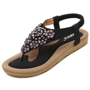 Collection for women תיקים ונעליים US Size 5-10 SOCOFY Women Diamond Bohemian Casual Outdoor Beach Flower Flat Sandals