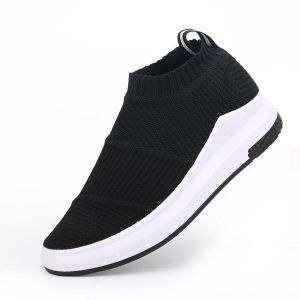 Collection for women תיקים ונעליים Women Weave Stripe High Top Platform Casual Breathable Sport Shoes